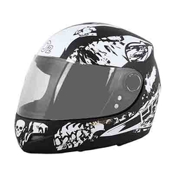 O2 Max Pro Matt Black Full Face Helmet With Aerodynamic Design, Cross Ventilation & Scratch Resistant Visor (Decor P3 White)